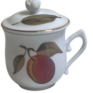 Royal Worchester Evesham Pot De Creme Chocolate Cups W/ Lids Grape Peach Fruits